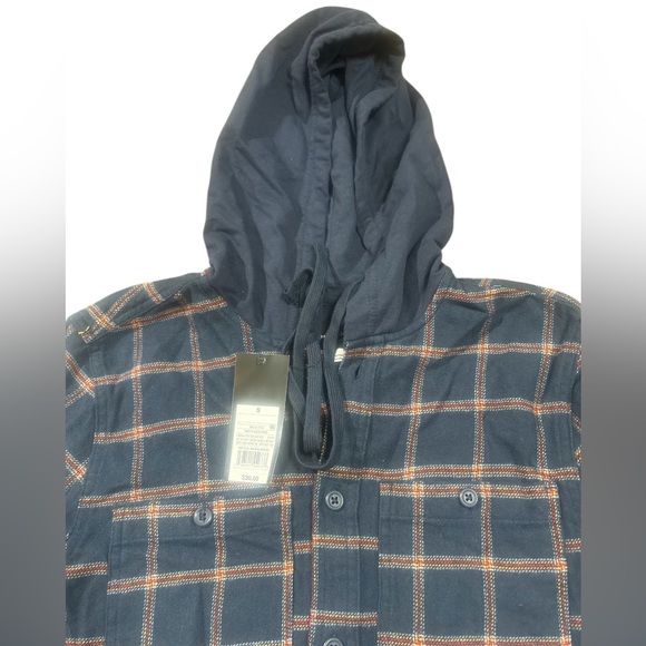 Original Use Navy and Orange Plaid Hooded Jacket - Picture 7 of 8